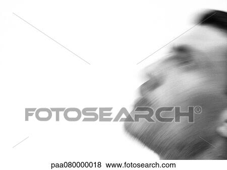 Man's head, side view, blurred, close-up, black and white. View Large Photo Image Stock Photo - Man's head, side view, blurred, close-up, black and white.. Fotosearch