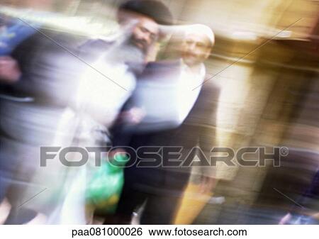 Israel, Jerusalem, Jewish men walking, blurry. View Large Photo Image Stock Photograph - Israel, Jerusalem, Jewish men walking, blurry.. Fotosearch