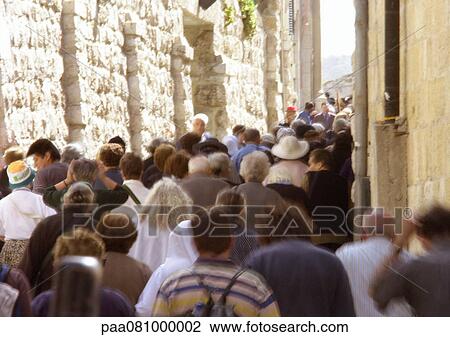 Israel, Jerusalem, procession in the Via Dolorosa View Large Photo Image Stock Image - Israel, Jerusalem, procession in the Via Dolorosa. Fotosearch