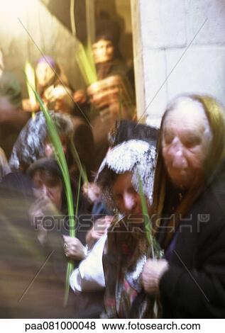 Israel, Jerusalem, women holding palm leaves on Palm Sunday, blurry. View Large Photo Image Stock Photo - Israel, Jerusalem, women holding palm leaves on Palm Sunday, blurry.. Fotosearch
