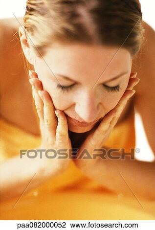 Woman washing face, close-up View Large Photo Image Stock Image - Woman washing face, close-up. Fotosearch