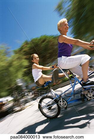 Mature woman and girl riding bikes, blurred View Large Photo Image Stock Image - Mature woman and girl riding bikes, blurred. Fotosearch