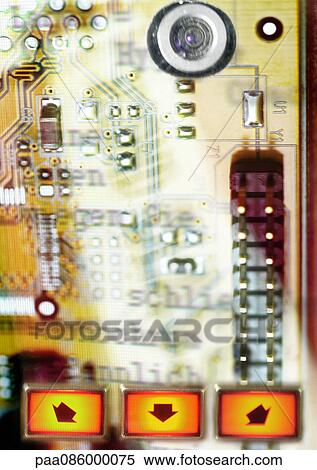 Stock Illustration - Arrows with circuit board, montage. Fotosearch