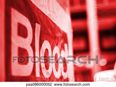Drawing - Blood sign in red, close-up. Fotosearch