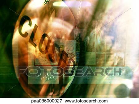 Stock Illustration - Closed typography with image, montage. Fotosearch