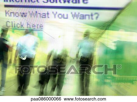 Know What You Want? Click Here typography overlaying image of people walking, montage View Large Illustration Stock Illustration - Know What You Want? Click Here typography overlaying image of people walking, montage. Fotosearch