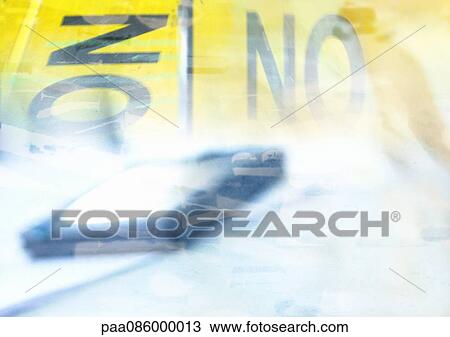 Drawing - No typography with abstract, blurry object, yellow and light blue, montage. Fotosearch