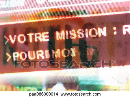 Typographic imagery, French sign overlay by transparent "notice" type, montage View Large Illustration Stock Illustration - Typographic imagery, French sign overlay by transparent "notice" type, montage. Fotosearch