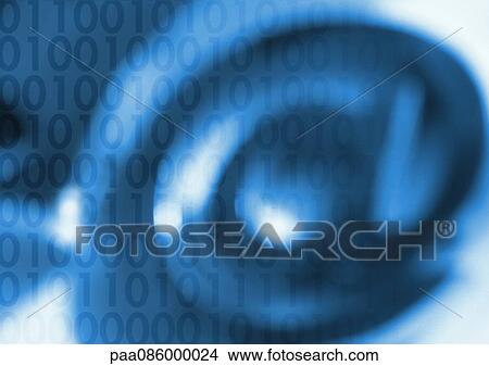 Stock Illustration - Typographic symbol "@" with binary code, montage. Fotosearch