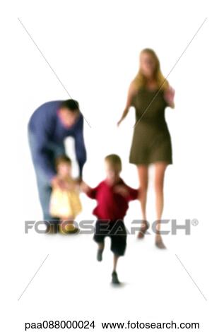 Silhouette of parents and two children, on white background, defocused View Large Photo Image Picture - Silhouette of parents and two children, on white background, defocused. Fotosearch
