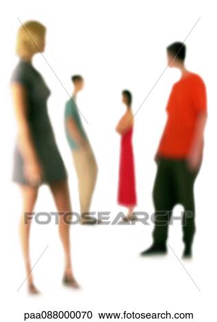 Silhouette of two couples standing apart, on white background, defocused View Large Photo Image Stock Image - Silhouette of two couples standing apart, on white background, defocused. Fotosearch