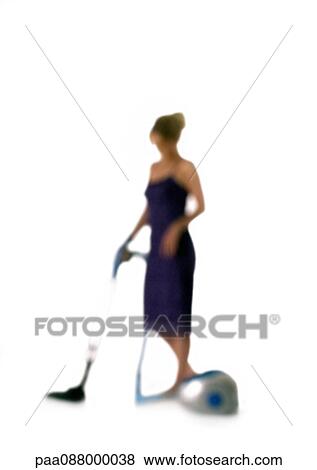 Silhouette of woman vacuuming floor, on white background, defocused View Large Photo Image Stock Photo - Silhouette of woman vacuuming floor, on white background, defocused. Fotosearch