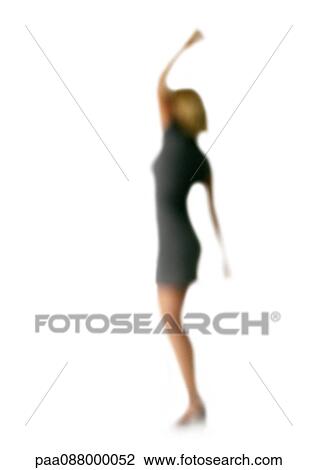 Silhouette of woman with one arm in air, side view, on white background, defocused View Large Photo Image Stock Image - Silhouette of woman with one arm in air, side view, on white background, defocused. Fotosearch