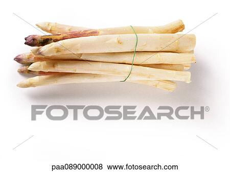 Stock Photo - Bundle of white asparagus, close-up. Fotosearch