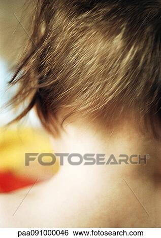 Stock Photograph - Nape of baby's neck, rear view, close-up. Fotosearch