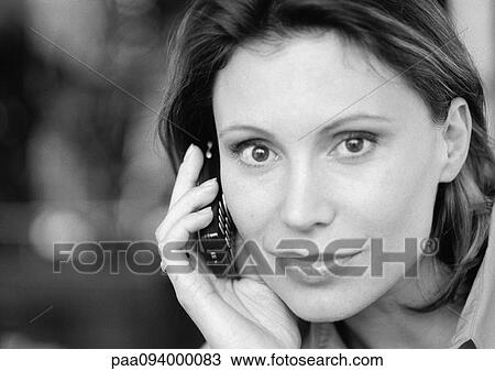 Businesswoman using cell phone, close-up, portrait, B&W View Large Photo Image Stock Image - Businesswoman using cell phone, close-up, portrait, B&W. Fotosearch