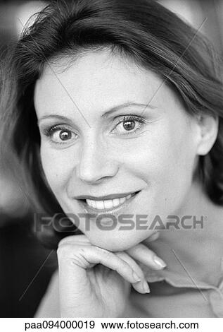 Woman smiling, portrait, close-up, B&W View Large Photo Image Stock Photo - Woman smiling, portrait, close-up, B&W. Fotosearch