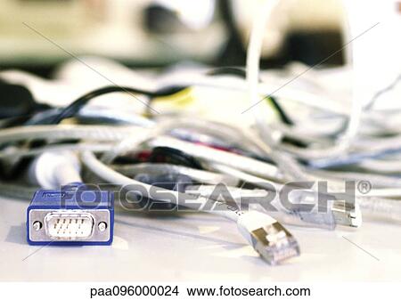 Computer cables, close-up View Large Photo Image Picture - Computer cables, close-up. Fotosearch