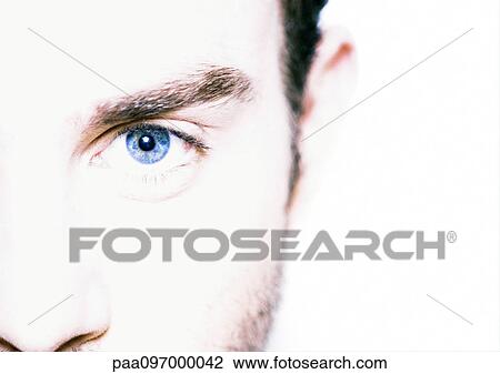 Stock Image - Man's face, partial view, close-up, portrait. Fotosearch