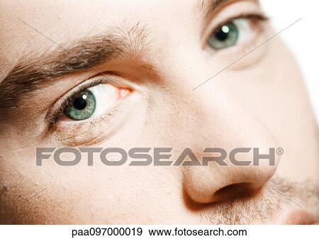 Stock Photo - Man's face, partial view, close-up. Fotosearch