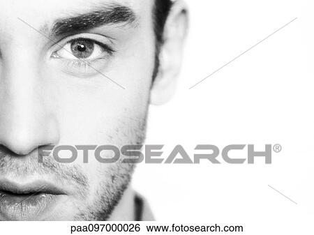 Stock Photograph - Man's face, partial view, close-up. Fotosearch