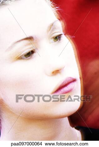Picture - Woman's face, close-up, blurred. Fotosearch