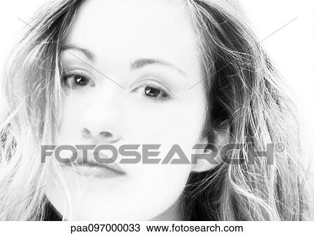 Woman's face, close-up, portrait, B&W View Large Photo Image Stock Image - Woman's face, close-up, portrait, B&W. Fotosearch