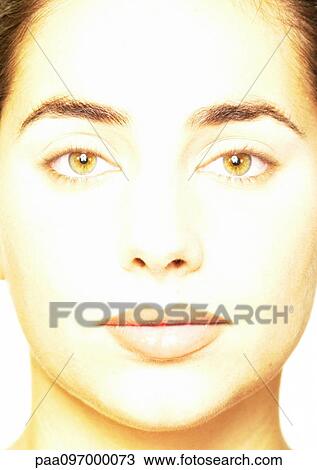 Stock Image - Woman's face, close-up, portrait. Fotosearch