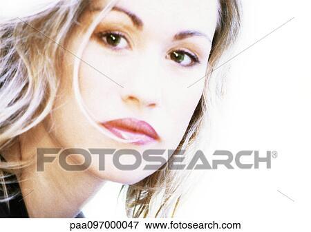 Woman's face, close-up, portrait View Large Photo Image Stock Photo - Woman's face, close-up, portrait. Fotosearch
