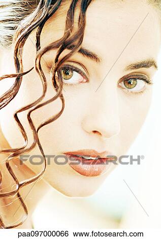 Woman's face, close-up, portrait View Large Photo Image Stock Photograph - Woman's face, close-up, portrait. Fotosearch