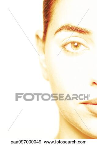 Stock Photo - Woman's face, partial view, close-up, portrait. Fotosearch