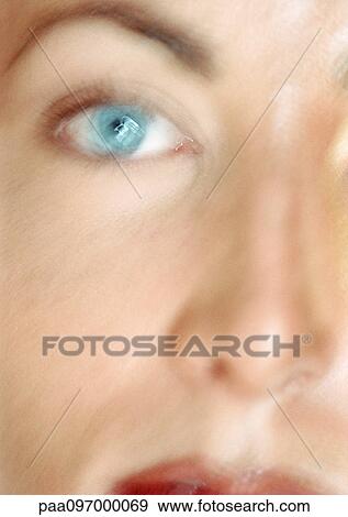 Woman's face, partial view, close-up, blurred View Large Photo Image Stock Photo - Woman's face, partial view, close-up, blurred. Fotosearch