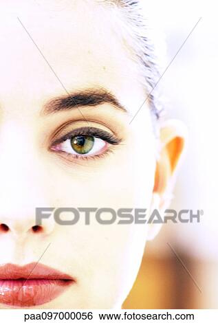 Stock Photograph - Woman's face, partial view, close-up, portrait. Fotosearch
