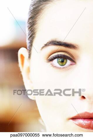 Woman's face, partial view, close-up, portrait View Large Photo Image Stock Photography - Woman's face, partial view, close-up, portrait. Fotosearch