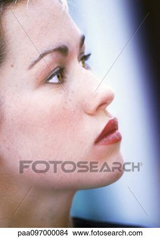 Picture - Woman's face, side view, close-up. Fotosearch