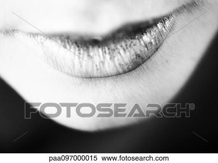 Stock Photography - Woman's lips, close-up, B&W. Fotosearch