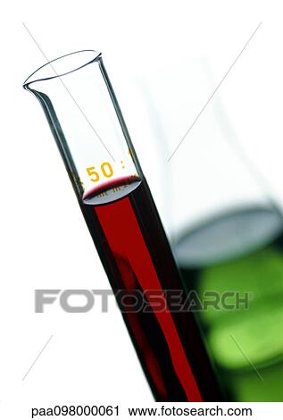 Stock Image - Test tube and flask, close-up. Fotosearch