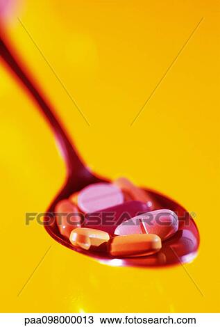 Various pills in spoon, close-up View Large Photo Image Stock Image - Various pills in spoon, close-up. Fotosearch