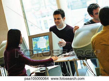 People in cyber cafe View Large Photo Image Picture - People in cyber cafe. Fotosearch