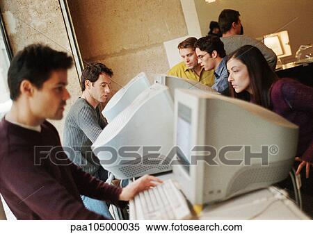 People using computers, side view View Large Photo Image Stock Photography - People using computers, side view. Fotosearch