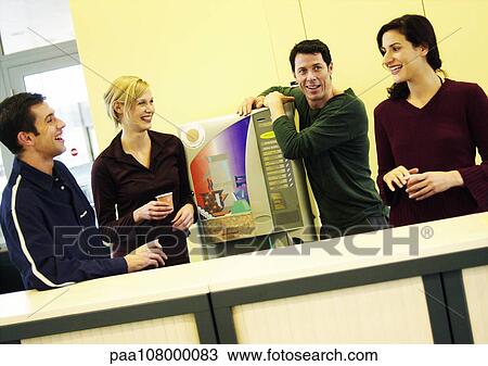 People standing near cofee machine View Large Photo Image Stock Image - People standing near cofee machine. Fotosearch