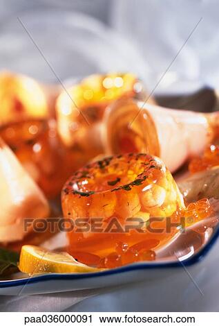 Congealed seafood appetizer, close-up View Large Photo Image Stock Image - Congealed seafood appetizer, close-up. Fotosearch