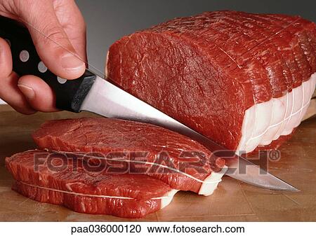 Fingers holding knife, slicing raw beef fillets, close-up View Large Photo Image Stock Image - Fingers holding knife, slicing raw beef fillets, close-up. Fotosearch