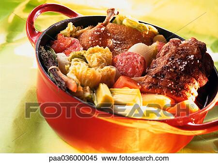 Pot roast in red cooking pot, close-up View Large Photo Image Stock Photography - Pot roast in red cooking pot, close-up. Fotosearch
