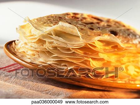 Stack of crepes on plate, close-up View Large Photo Image Stock Photo - Stack of crepes on plate, close-up. Fotosearch