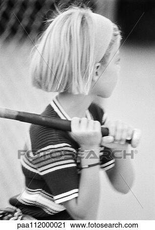 Girl holding baseball bat, b&w View Large Photo Image Stock Image - Girl holding baseball bat, b&w. Fotosearch