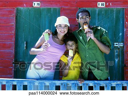 Picture - Family eating ice cream. Fotosearch
