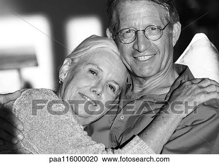 Mature couple hugging, portrait, b&w View Large Photo Image Stock Image - Mature couple hugging, portrait, b&w. Fotosearch