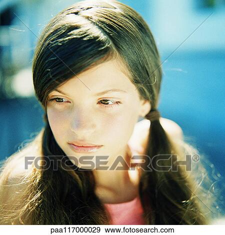 Stock Photo - Girl, close-up, portrait. Fotosearch