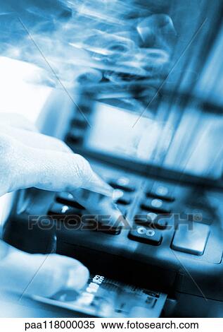 Hand on credit card machine, close-up, blurred View Large Photo Image Stock Photography - Hand on credit card machine, close-up, blurred. Fotosearch